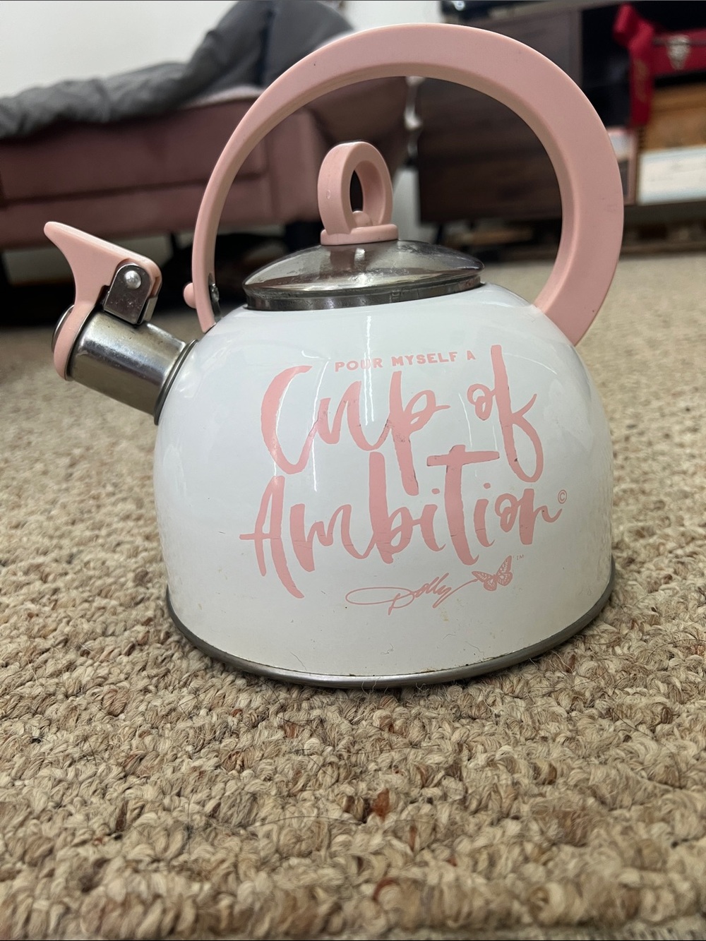 Dolly Parton Cup of Ambition Pink Stovetop Whistling Tea Kettle